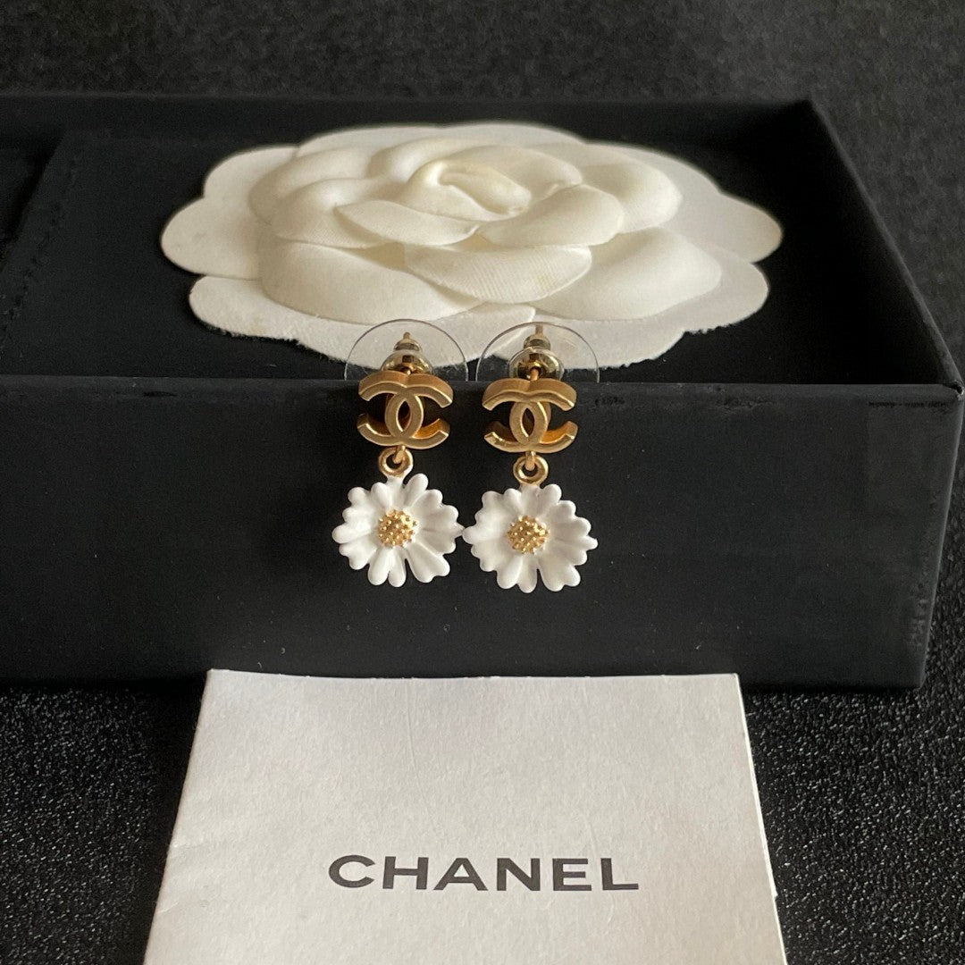 Camellia Statement Earrings in Polished Metal-Tone – Camellia Detail – Design 003 detail view