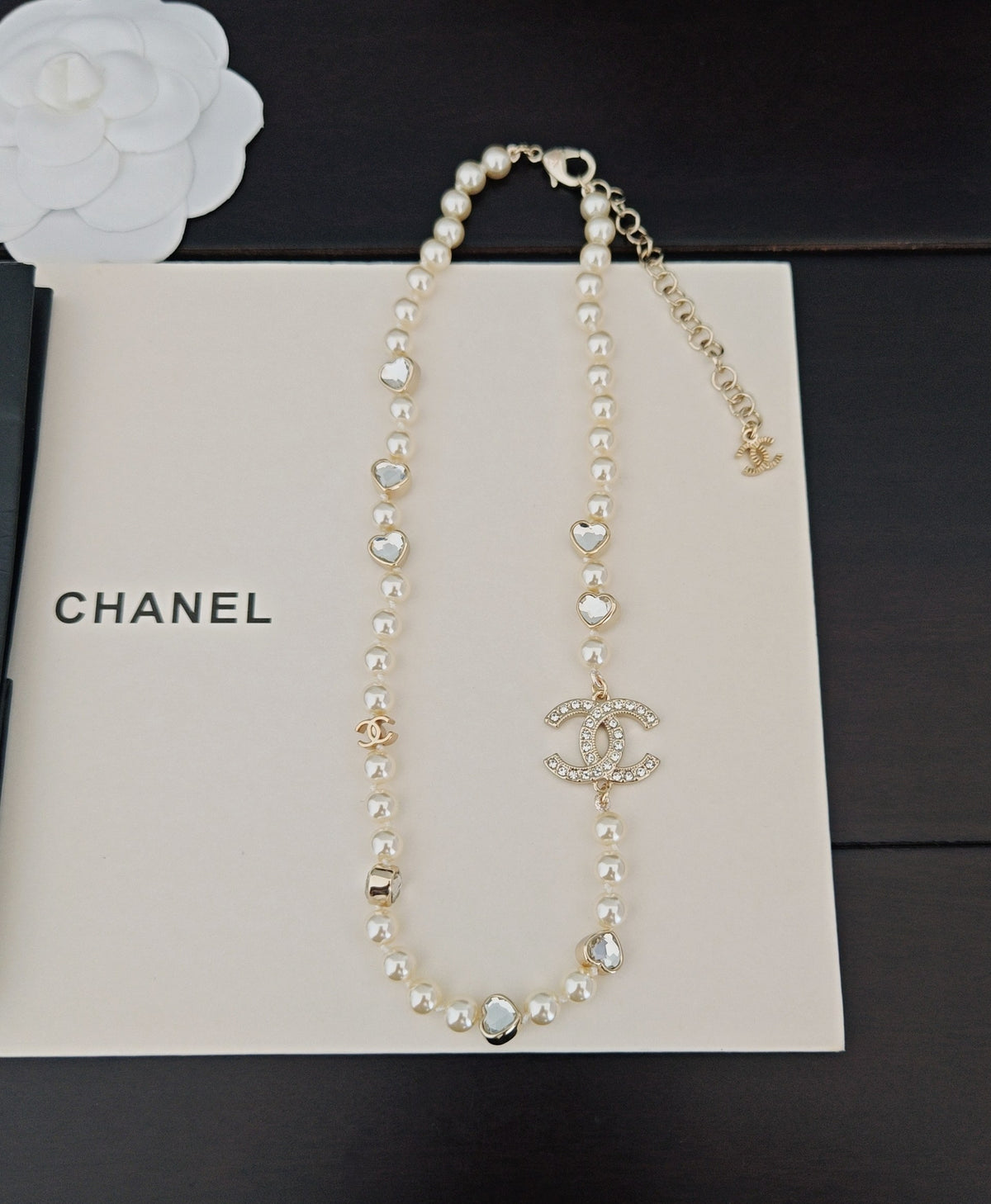 Heart Pearl-Detail Pendant Necklace – Pearl Detail – Design 005 styled product view