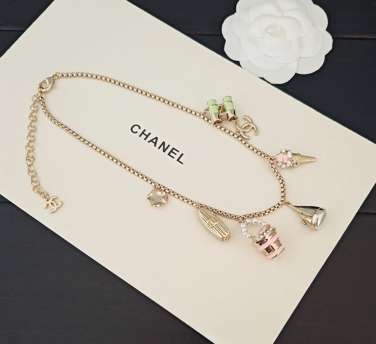 Signature Emblem Pendant Necklace in Gold-Tone – Design 059 side detail