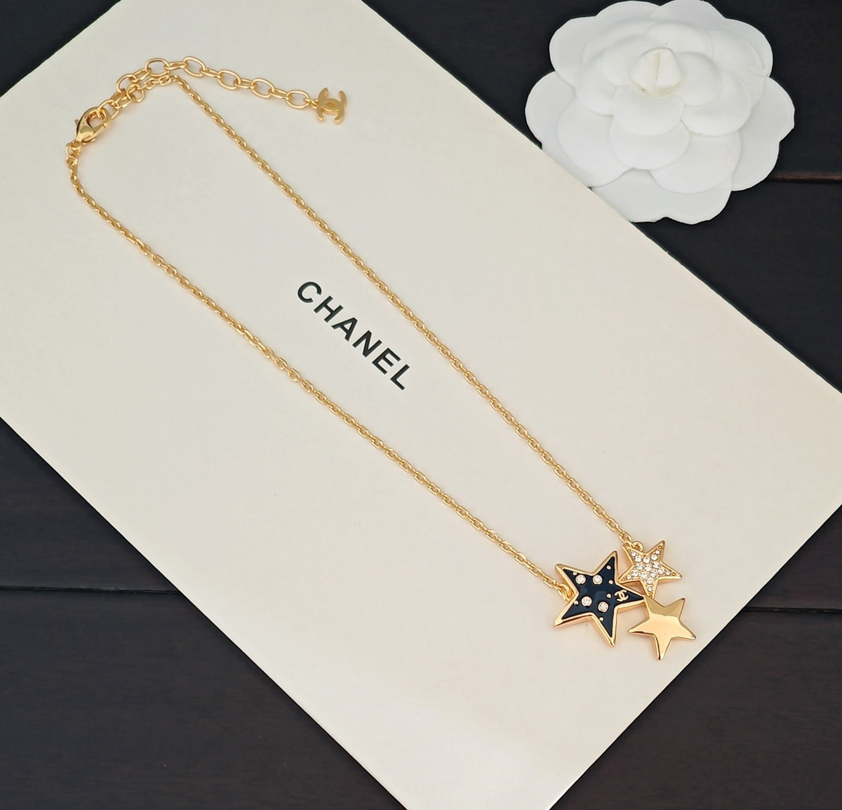 Signature Emblem Pendant Necklace in Gold-Tone – Design 048 side detail