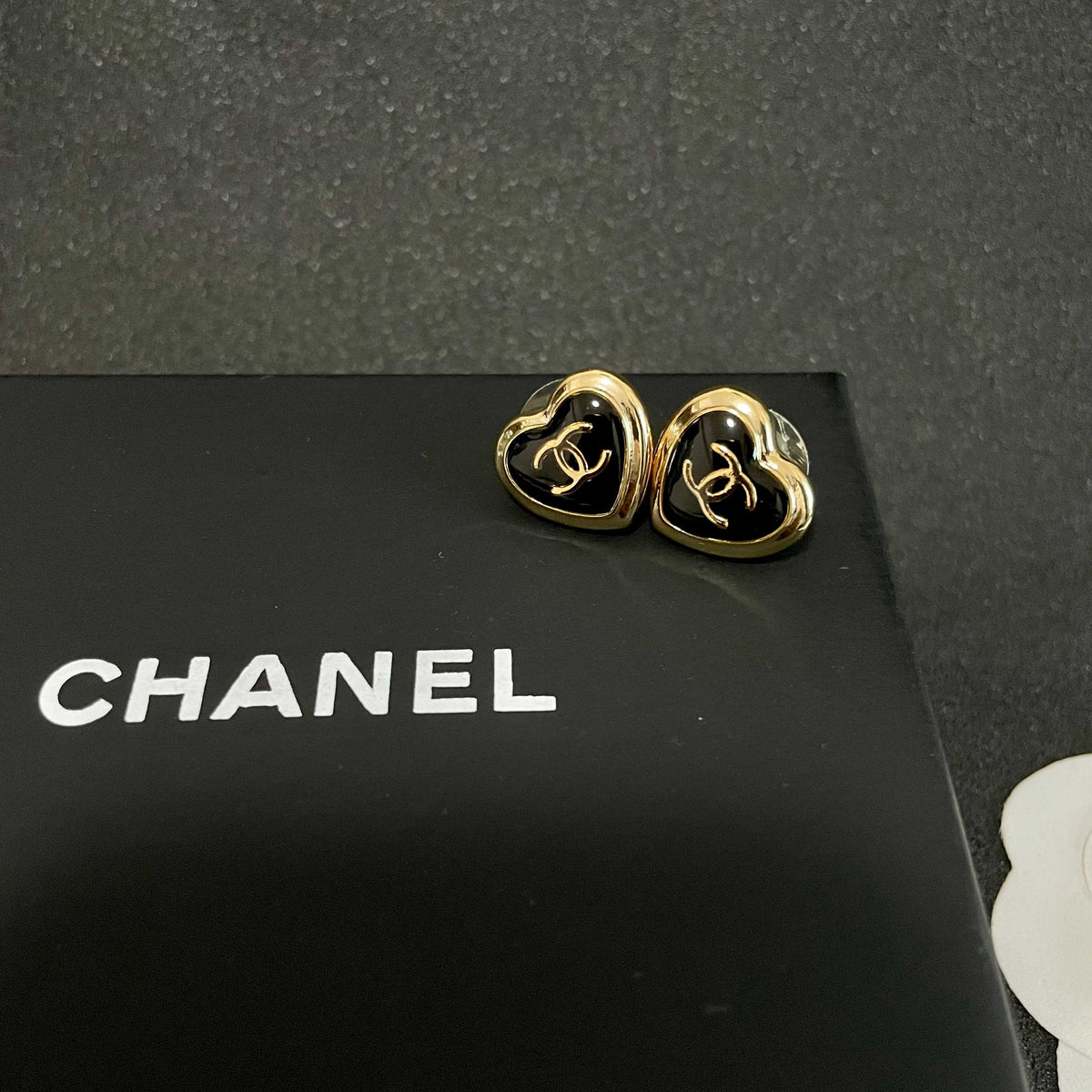 Signature Emblem Stud Earrings in Polished Metal-Tone – Design 097 detail view