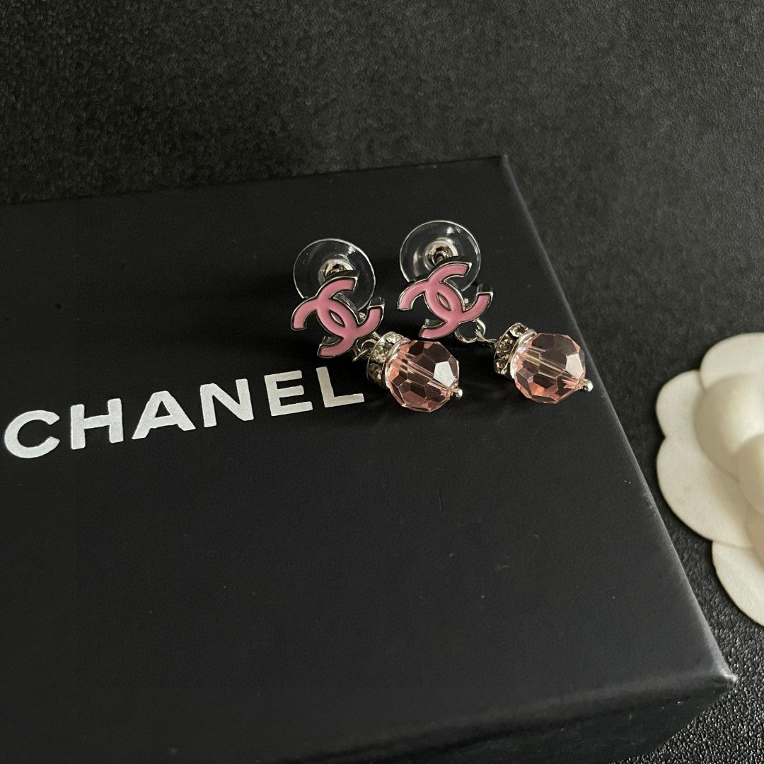 Double-C Emblem Statement Earrings in Polished Metal-Tone – Design 066 detail view