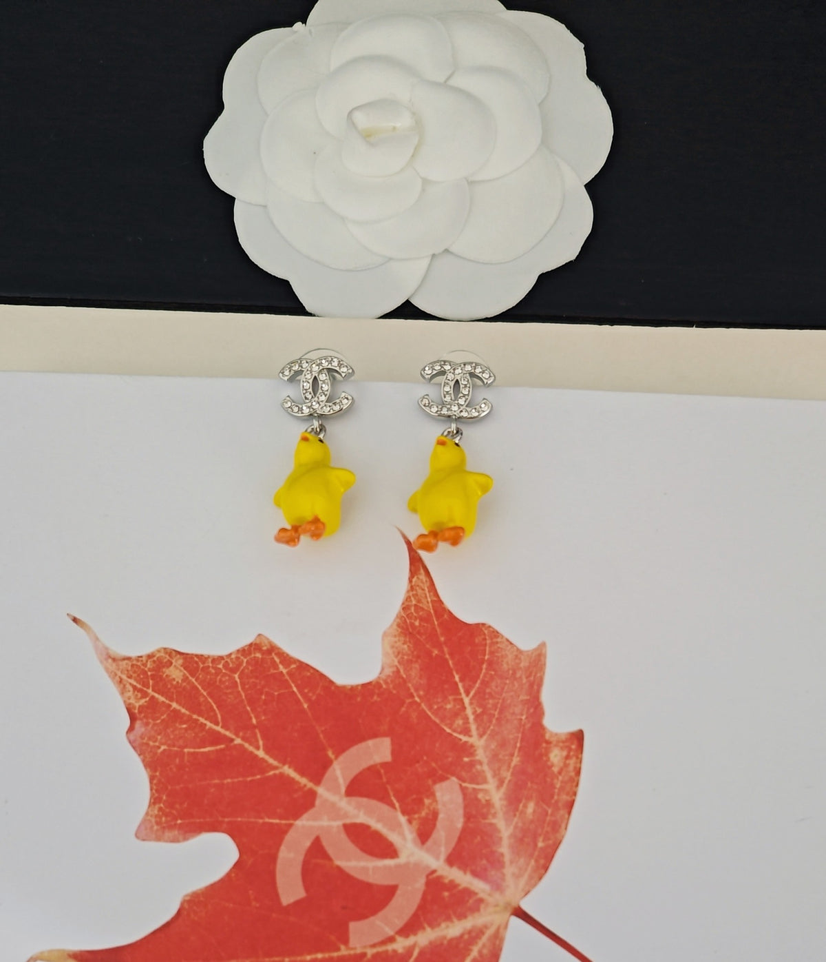 Duck Statement Earrings in Gold-Tone – Design 002 styled product view