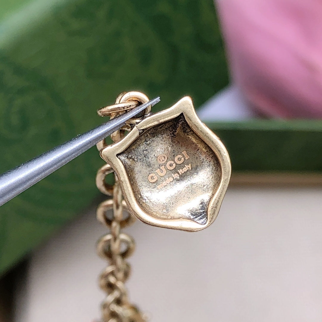 Floral Pendant Necklace in Polished Metal-Tone – Design 004 main product view