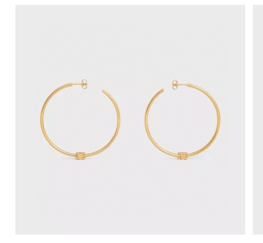 Oversized Triomphe-Inspired Emblem Statement Earrings detail view