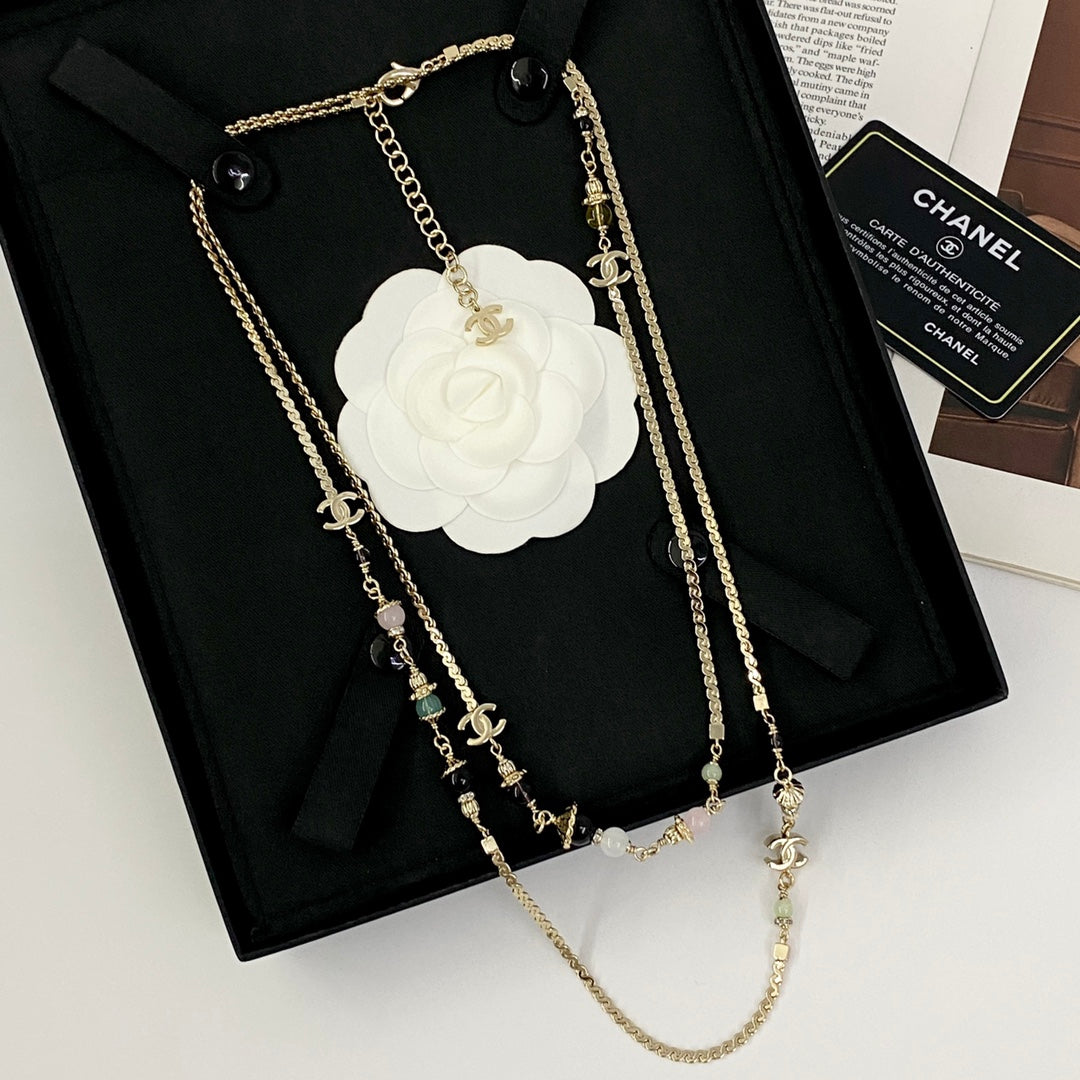Double-C Emblem Crystal-Accent Pendant Necklace – Design 041 main product view