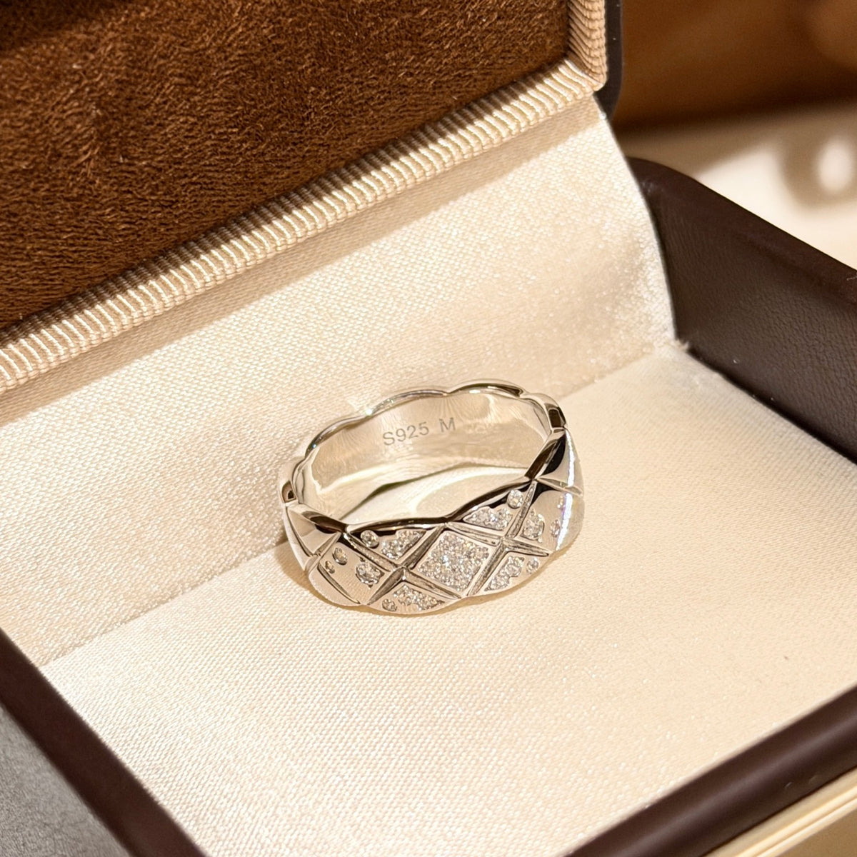 Signature Emblem Statement Ring in Gold-Tone – Design 009 detail view