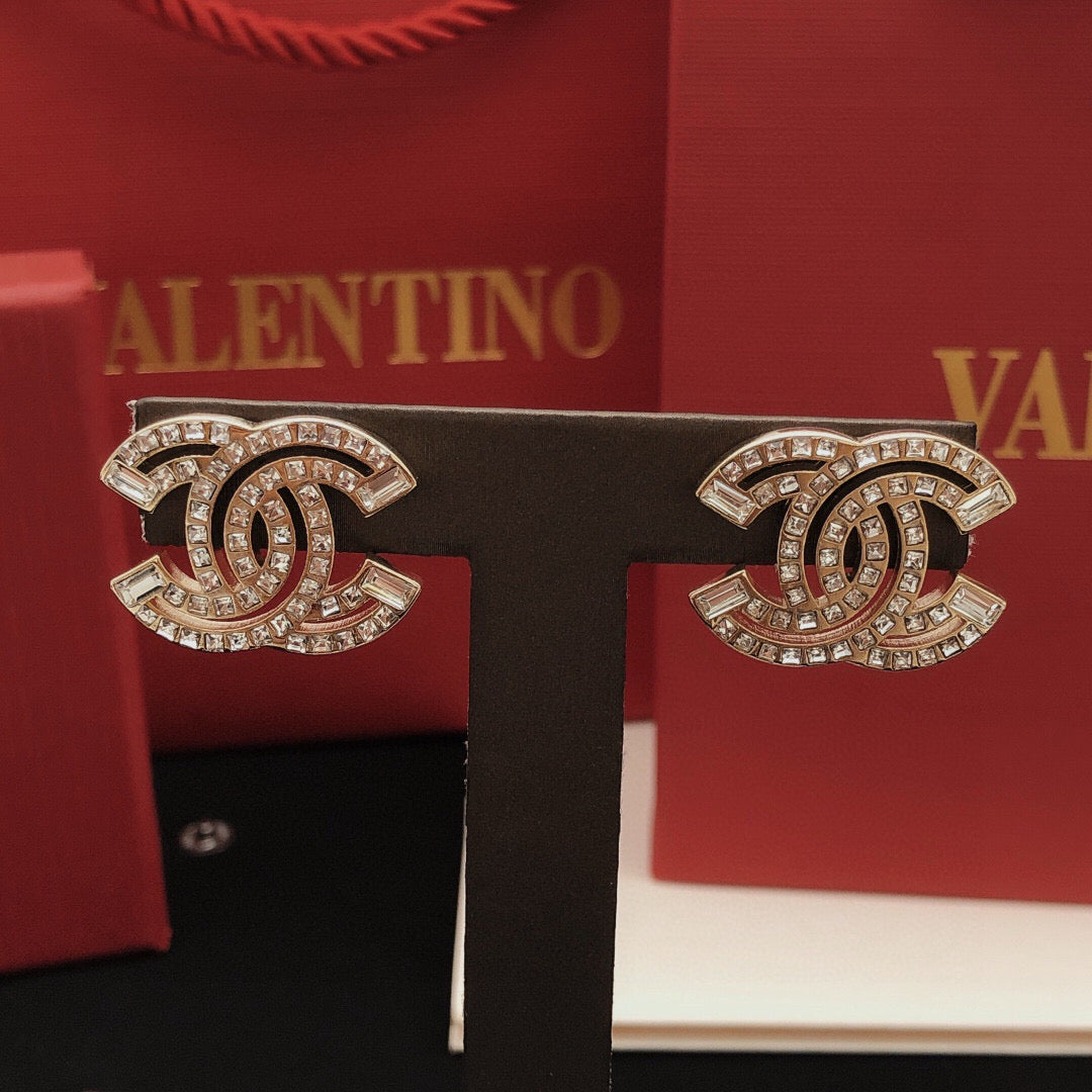 Signature Emblem Crystal-Accent Stud Earrings – Design 014 detail view