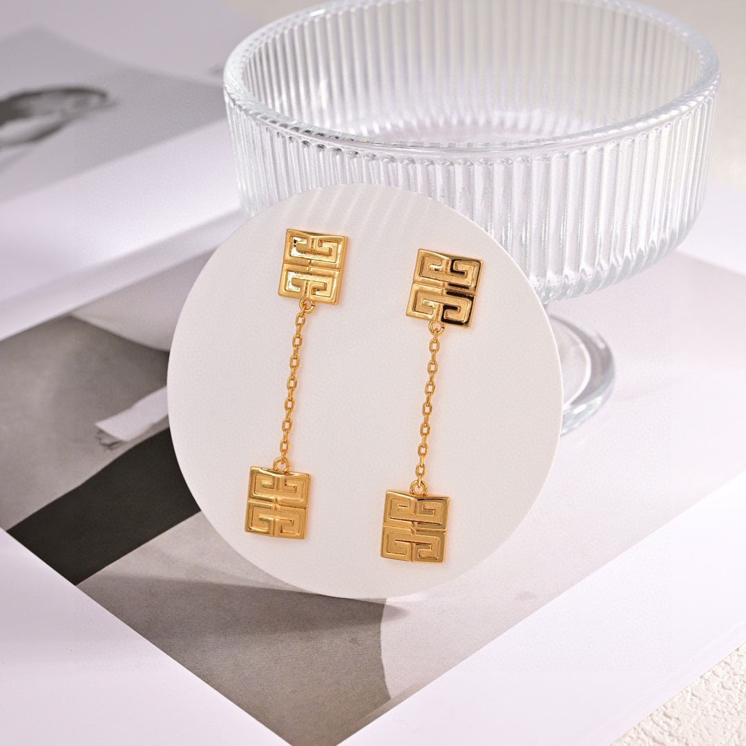 Signature Emblem Stud Earrings in Polished Metal-Tone – Design 009 main product view