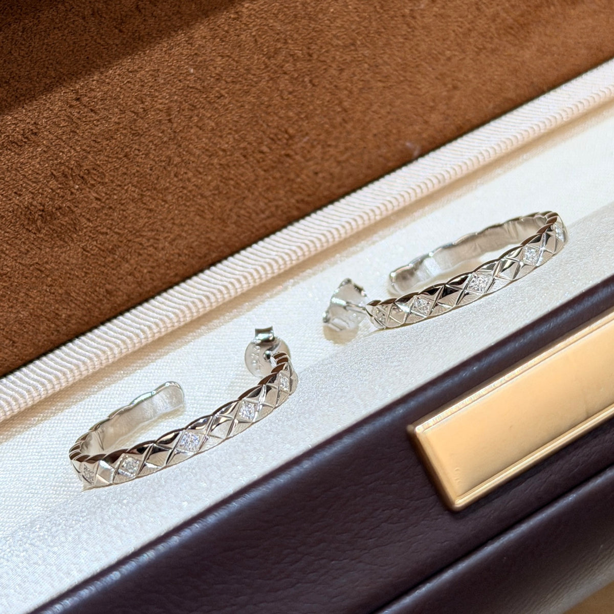 Signature Emblem Crystal-Accent Statement Earrings – Design 004 detail view