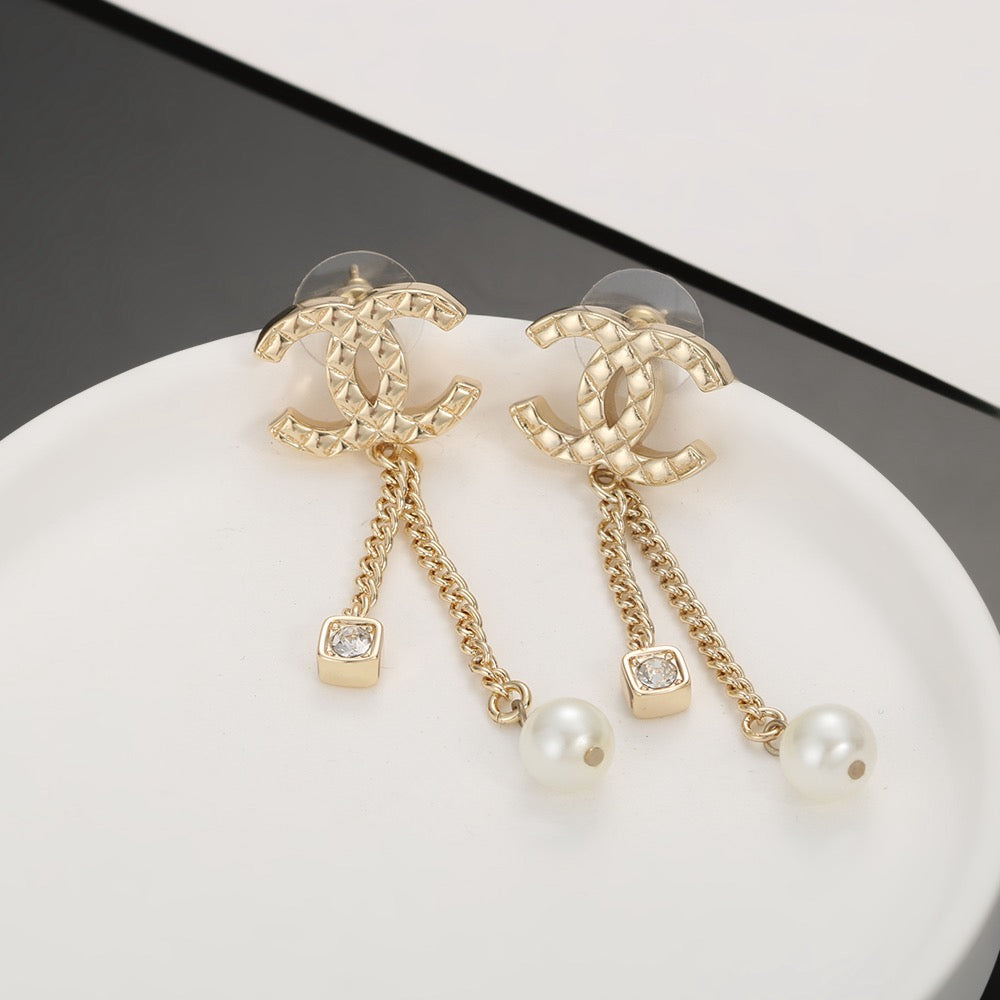 Signature Emblem Stud Earrings in Silver-Tone – Design 018 styled product view