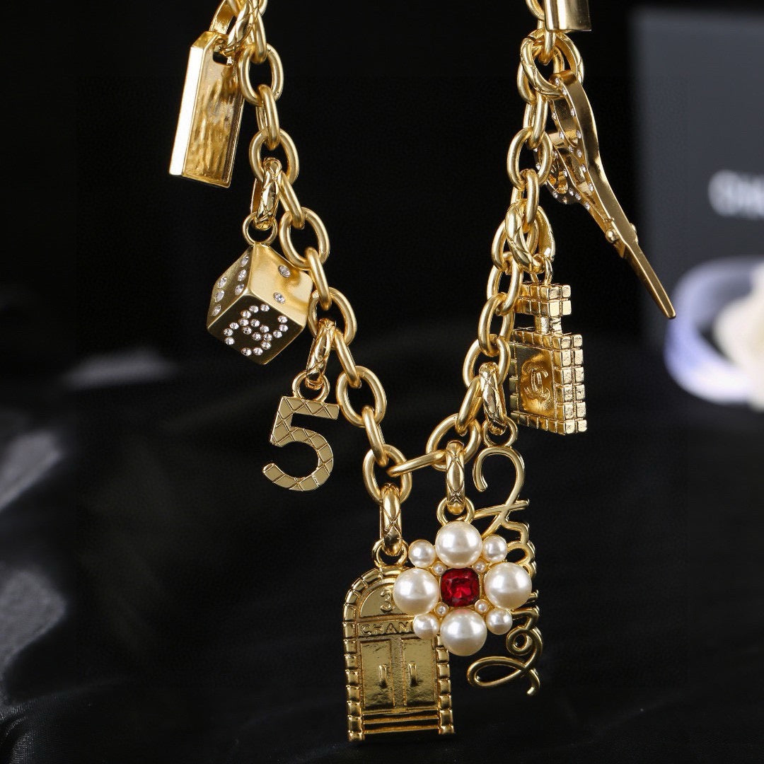 Signature Emblem Jewelry Accessory in Polished Metal-Tone – White Detail – Design 005 styled product view