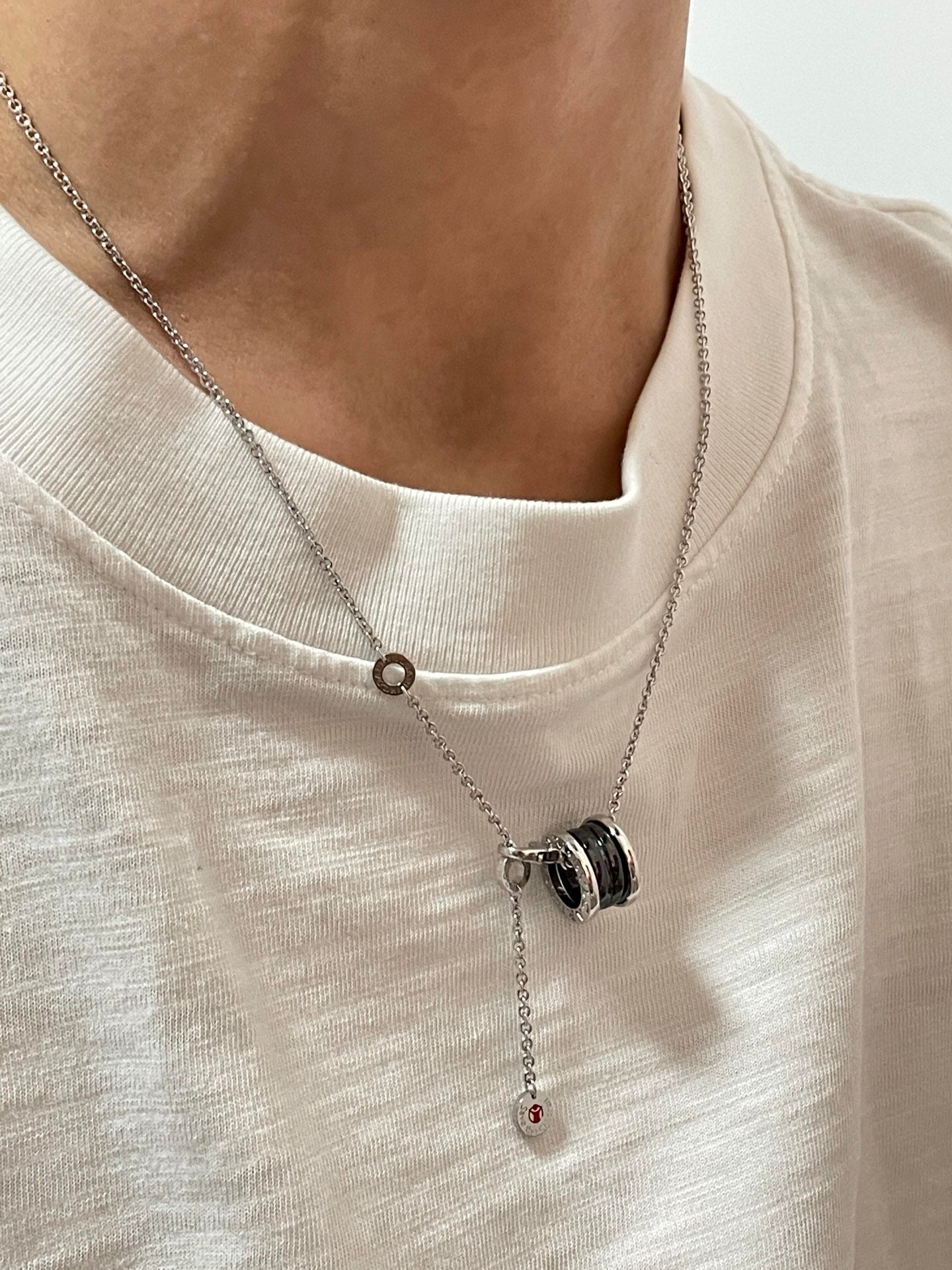 Geometric Emblem Pendant Necklace in Silver-Tone – Silver Detail styled product view