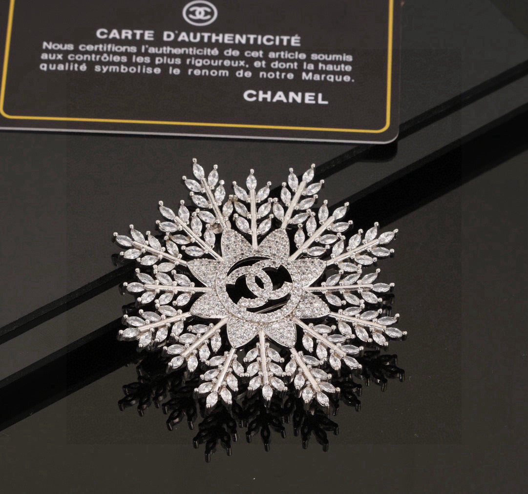 Double-C Emblem Brooch in Polished Metal-Tone – Design 055 styled product view