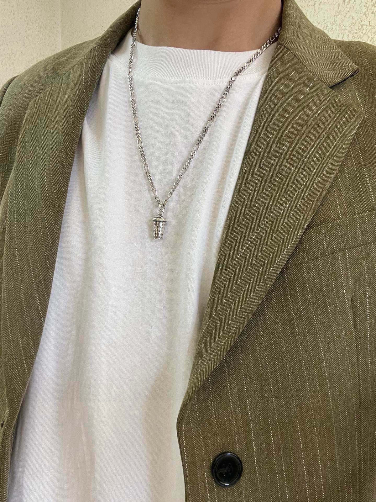 Geometric Emblem Pendant Necklace in Polished Metal-Tone – Vintage Detail – Design 072 detail view