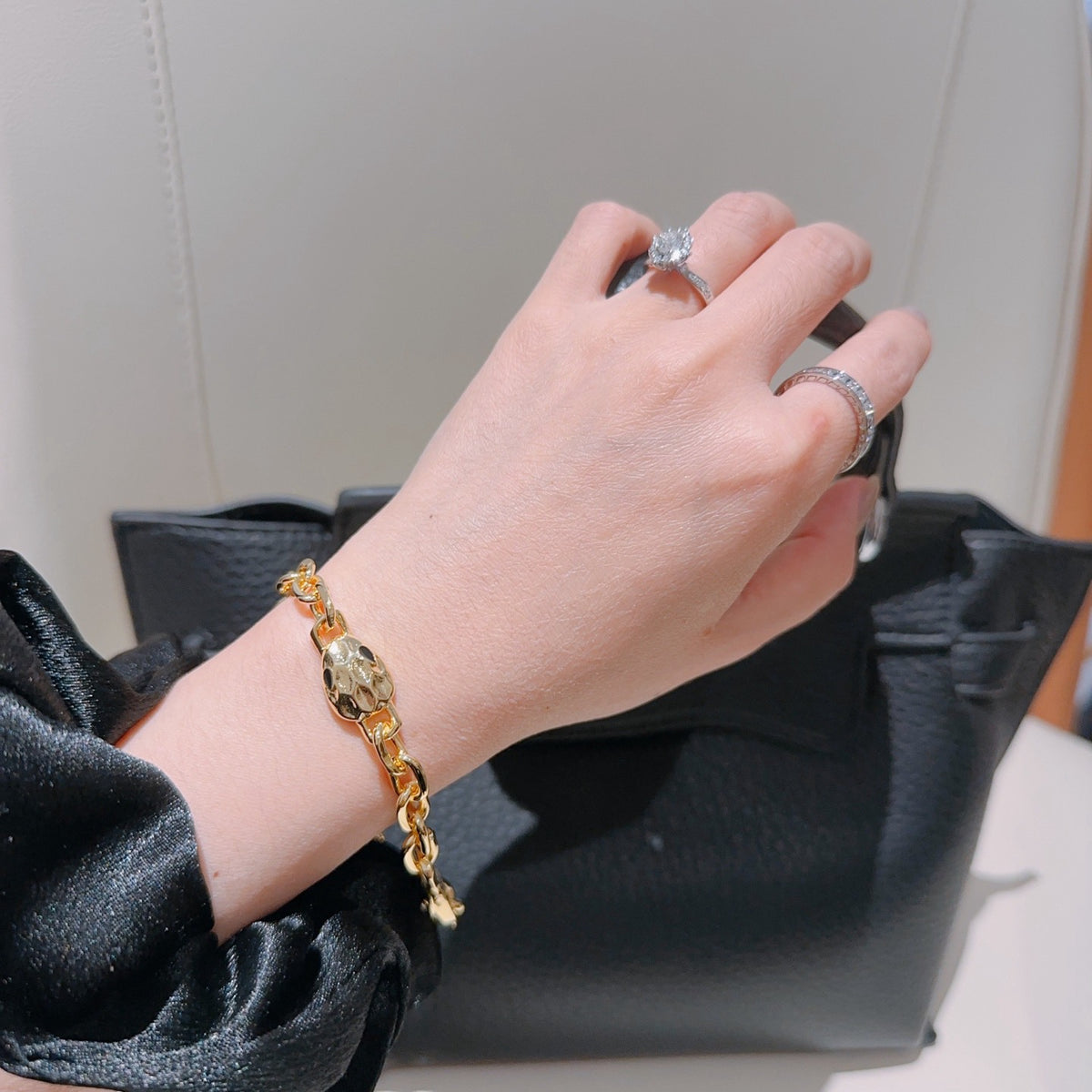 Geometric Emblem Statement Ring in Polished Metal-Tone – Design 101 detail view