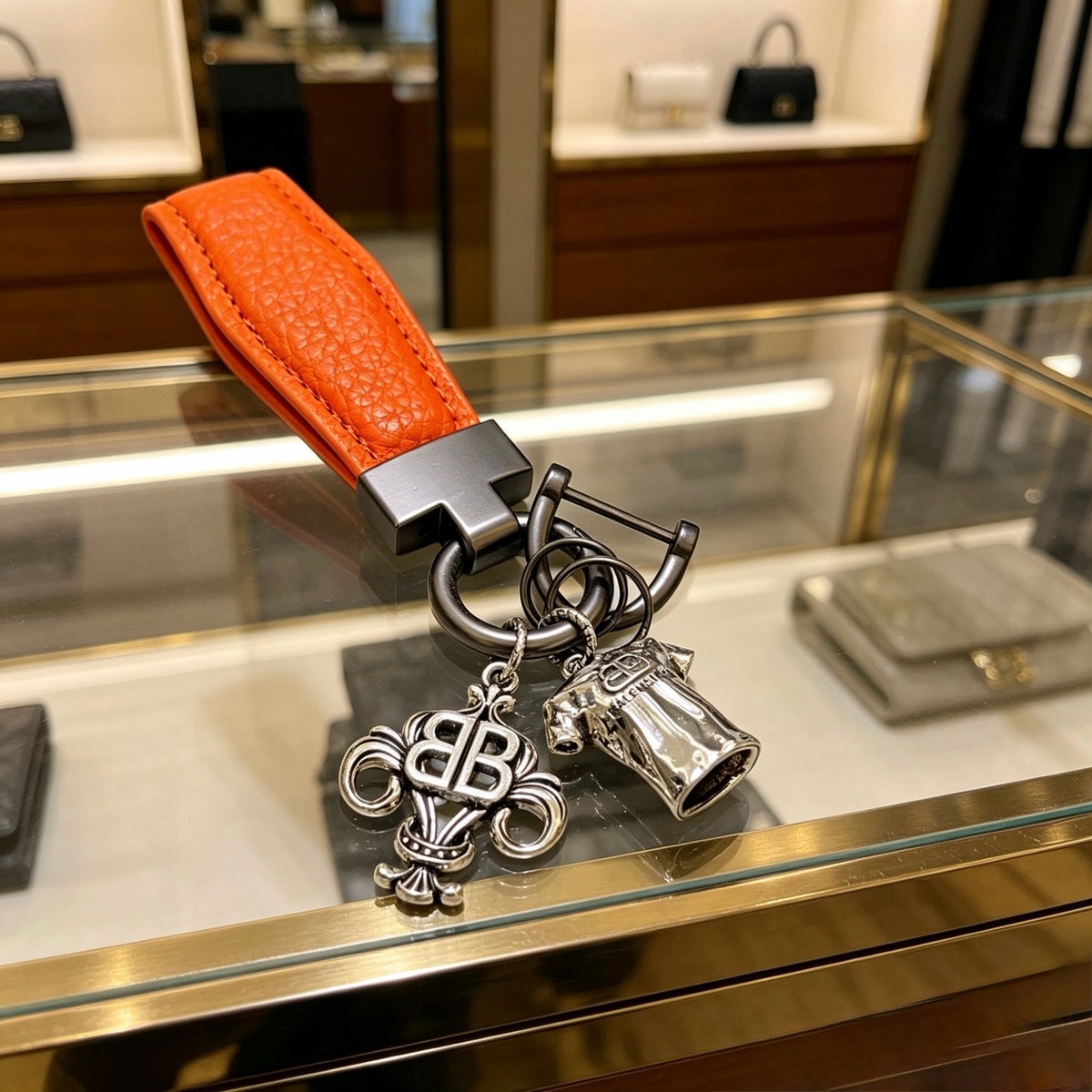 Key Jewelry Accessory in Polished Metal-Tone – Design 031 styled product view