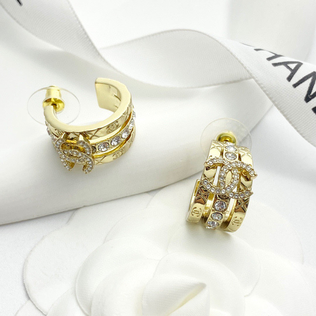 Signature Emblem Crystal-Accent Stud Earrings – Design 006 styled product view