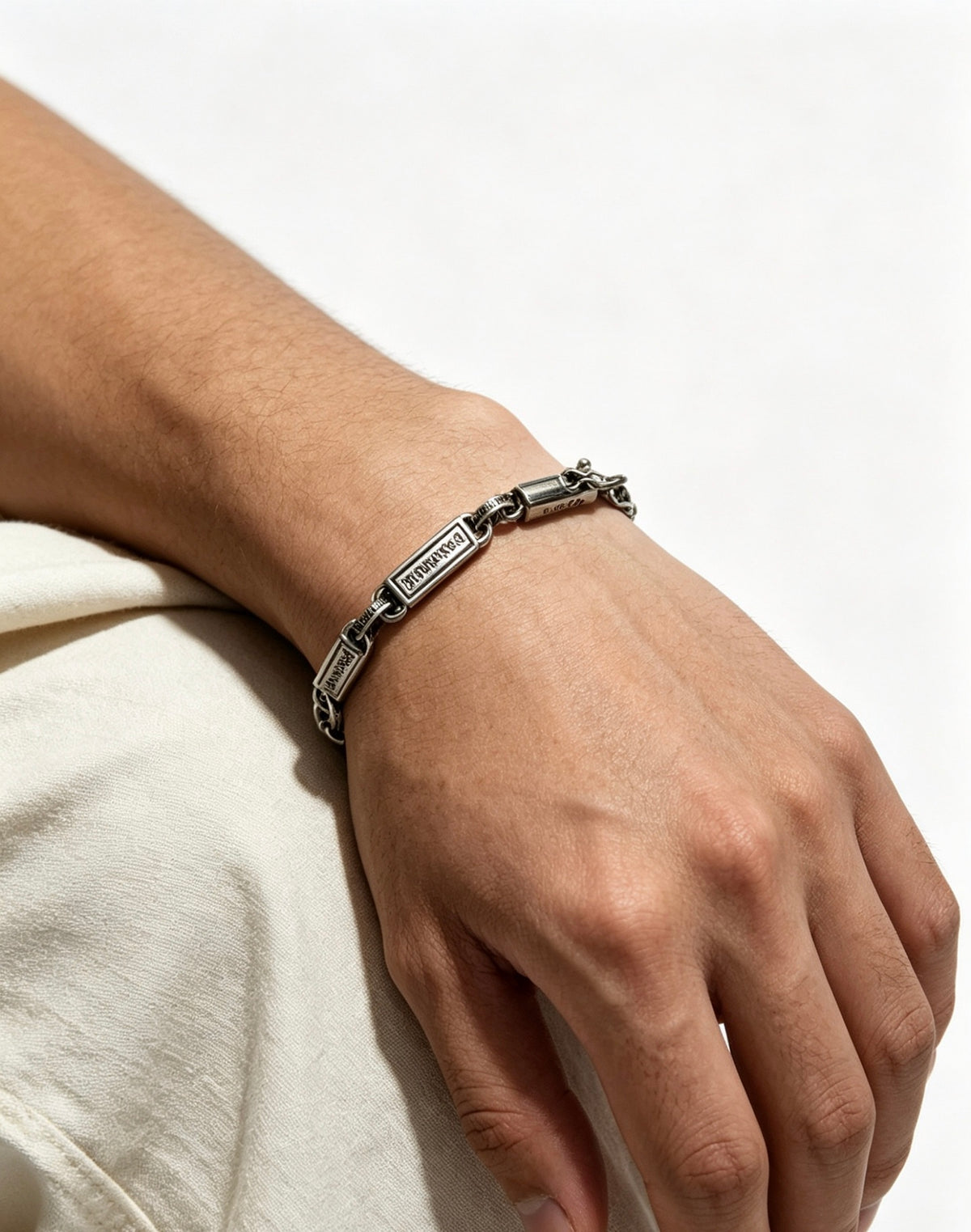 Signature Emblem Bracelet in Polished Metal-Tone – Design 001 side detail