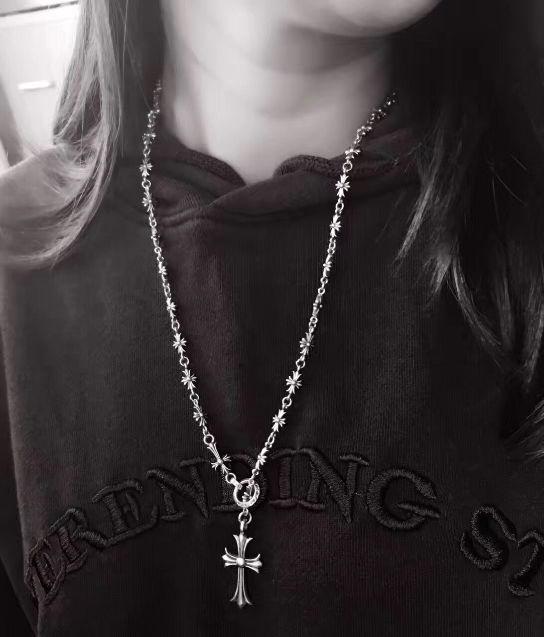Signature Emblem Pendant Necklace in Polished Metal-Tone – Design 107 styled product view