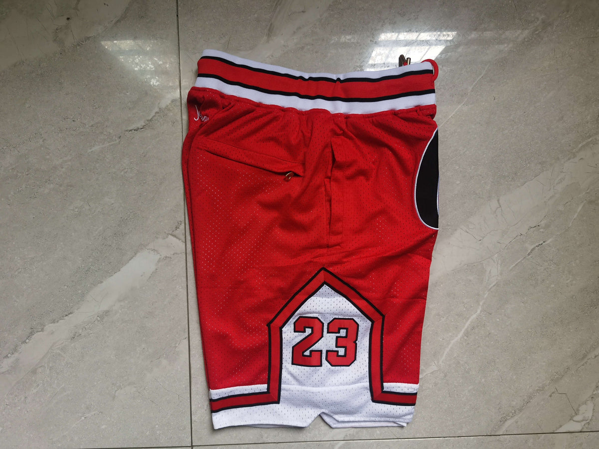 Men's Chicago Bulls No.23 Goat Stitched Red Basketball Shorts1 NEW