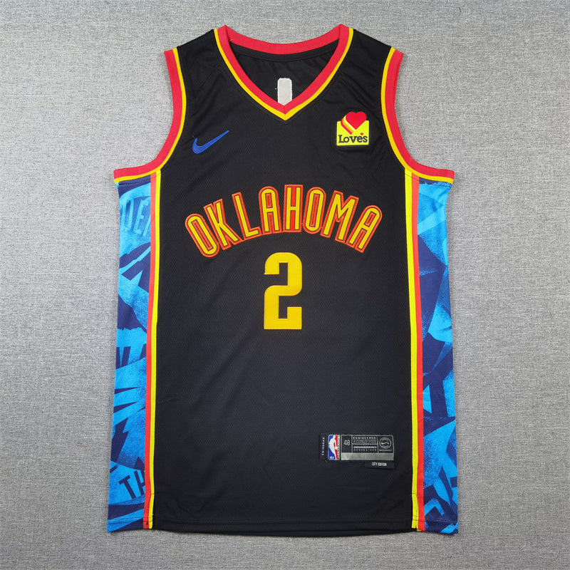 Men's Oklahoma City Thunder Shai Gilgeous-Alexander #2 Black 2024/25 Swingman Player Jerseys - City Edition