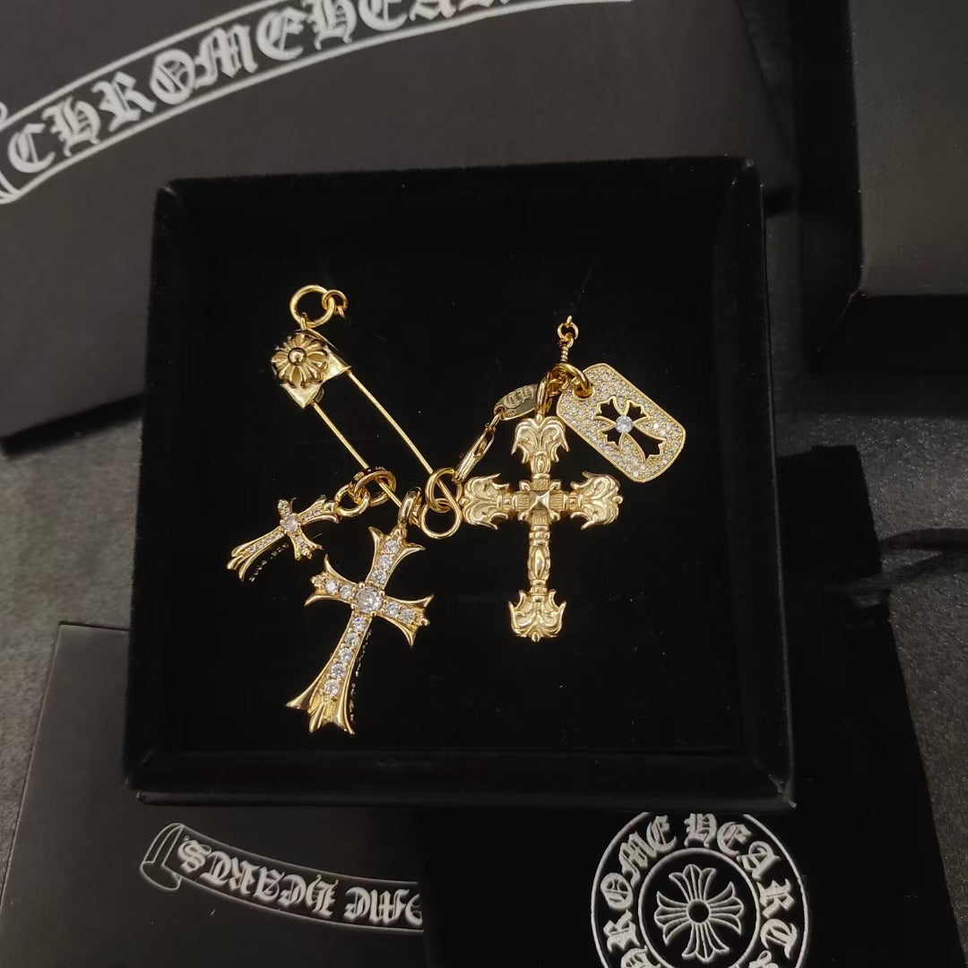Signature Emblem Pendant Necklace in Polished Metal-Tone – Design 064 main product view