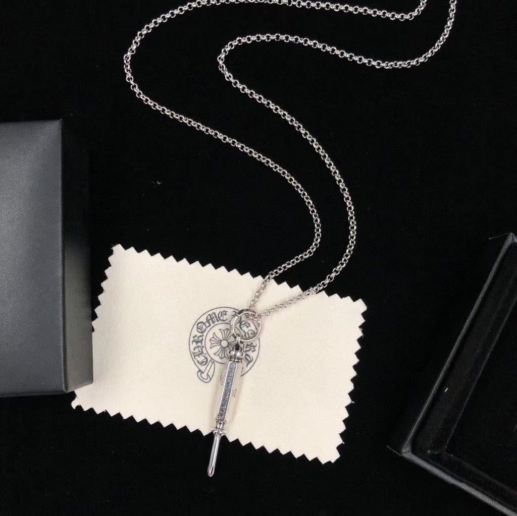 Signature Emblem Pendant Necklace in Polished Metal-Tone – Design 069 main product view