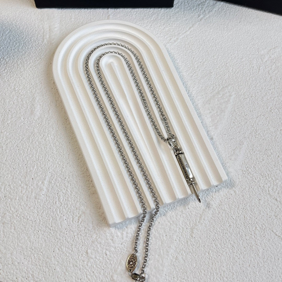 Signature Emblem Pendant Necklace in Polished Metal-Tone – Design 069 main product view