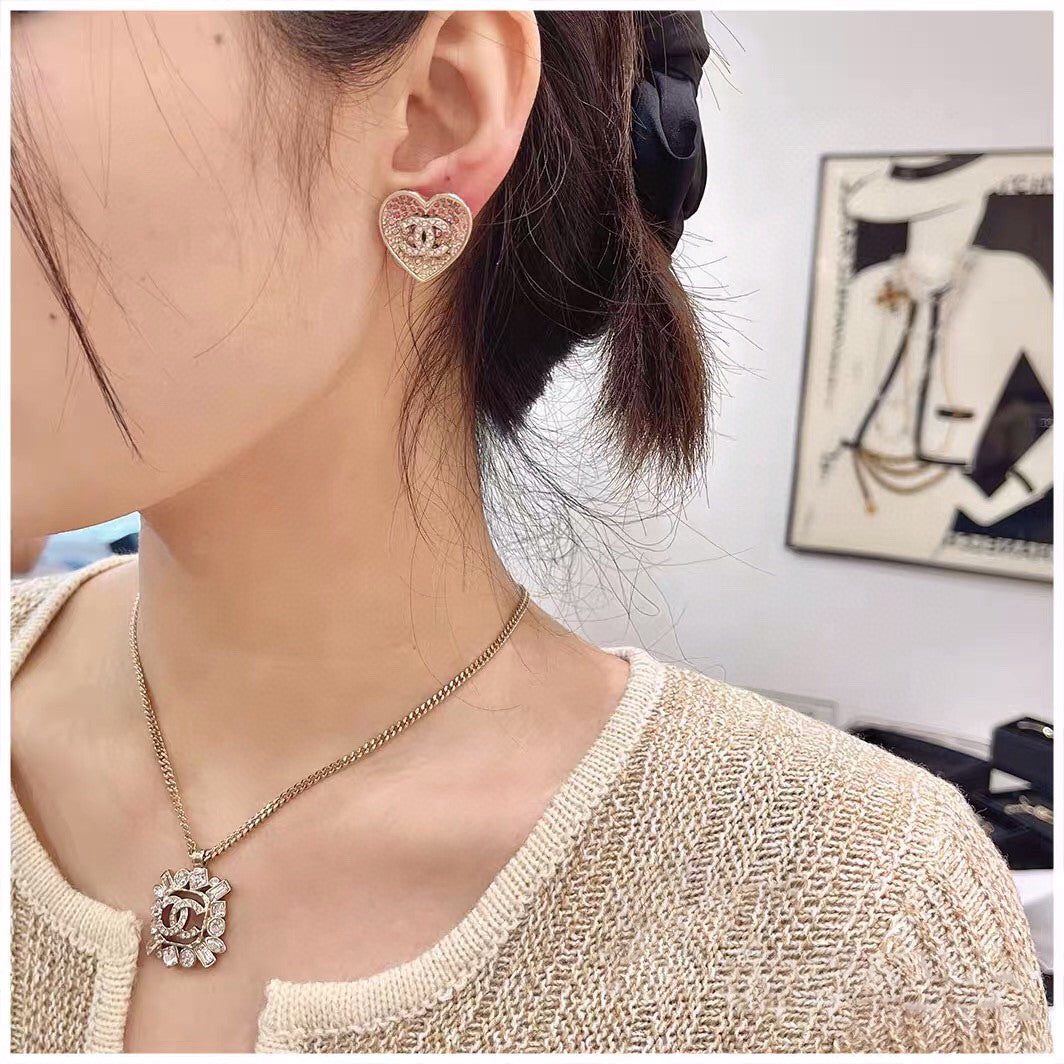 Heart Crystal-Accent Statement Earrings – Heart Detail front product view