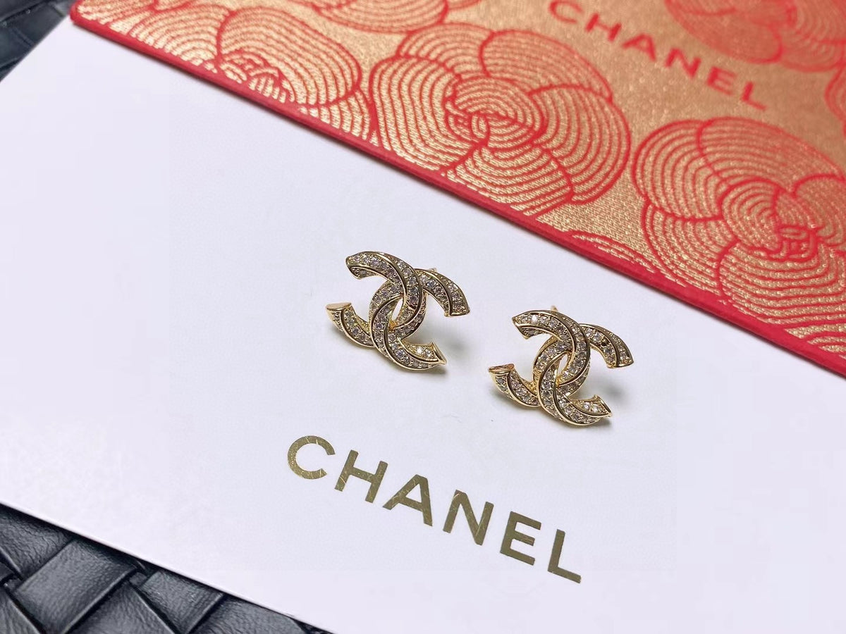 Signature Emblem Stud Earrings in Polished Metal-Tone – Design 002 main product view
