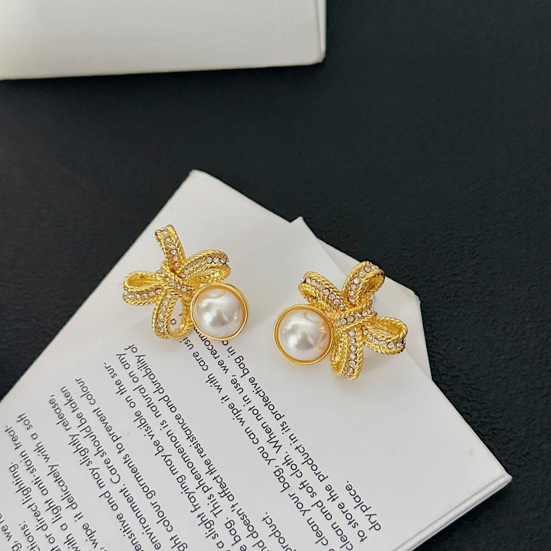 Signature Emblem Stud Earrings in Polished Metal-Tone – Design 04 side detail
