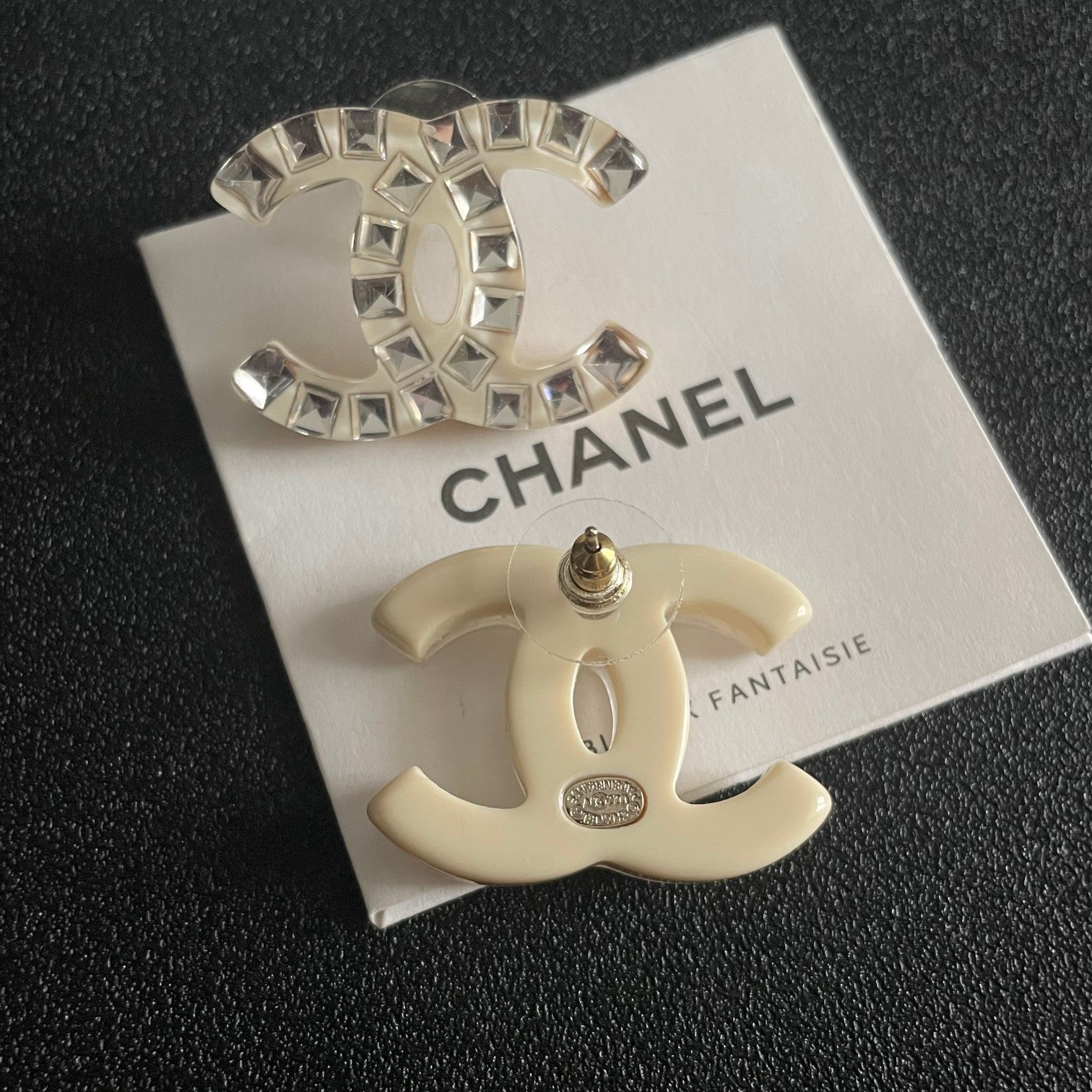 Double-C Emblem Crystal-Accent Stud Earrings – Design 057 main product view