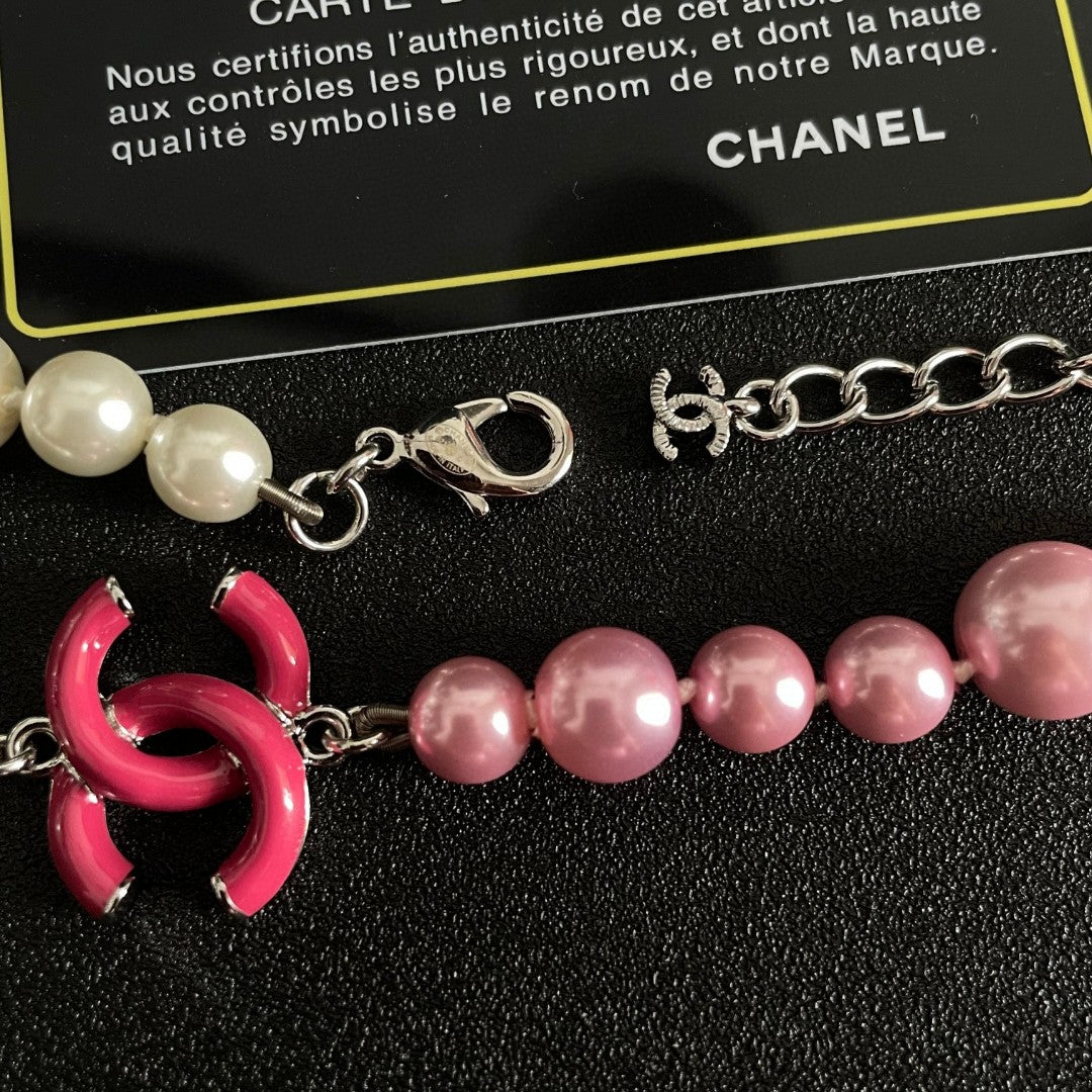 Double-C Emblem Pearl-Detail Pendant Necklace – Pearl Detail – Design 116 main product view