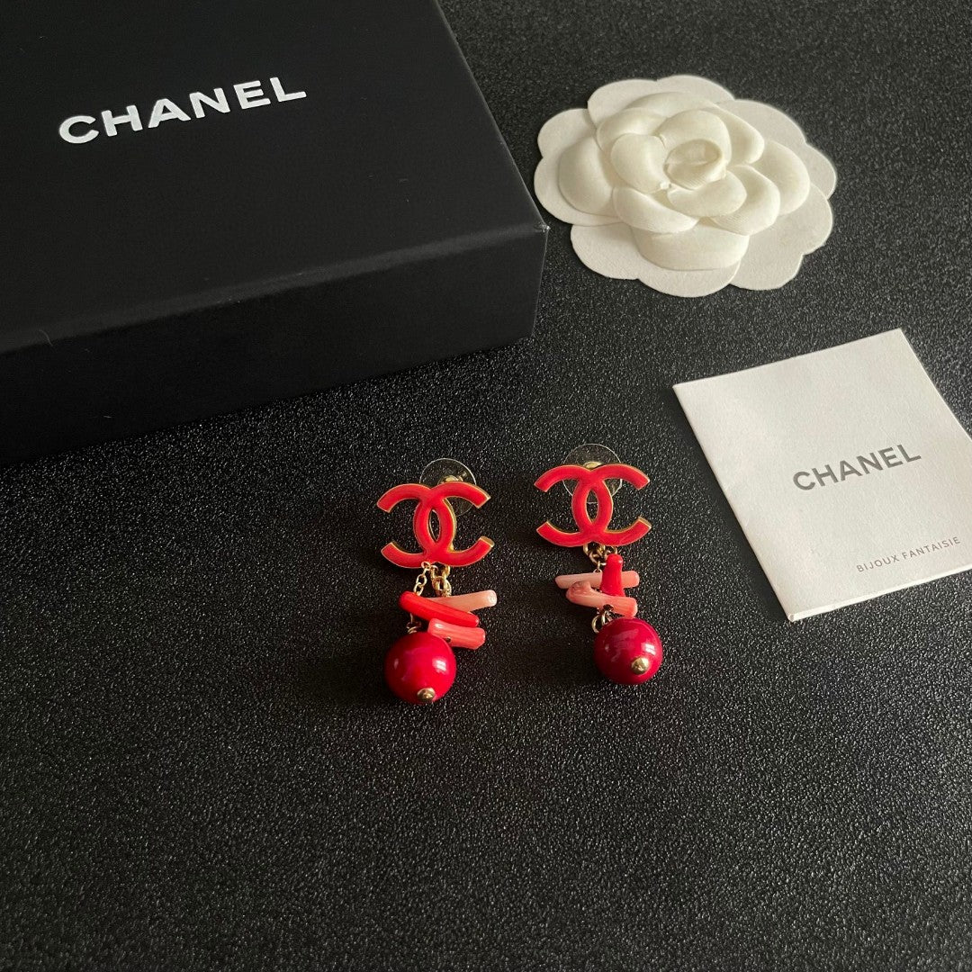 Double-C Emblem Statement Earrings in Polished Metal-Tone – Design 061 styled product view