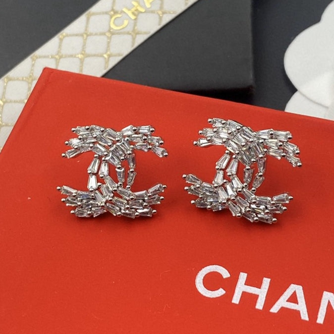 Letter Crystal-Accent Stud Earrings – Red Detail main product view