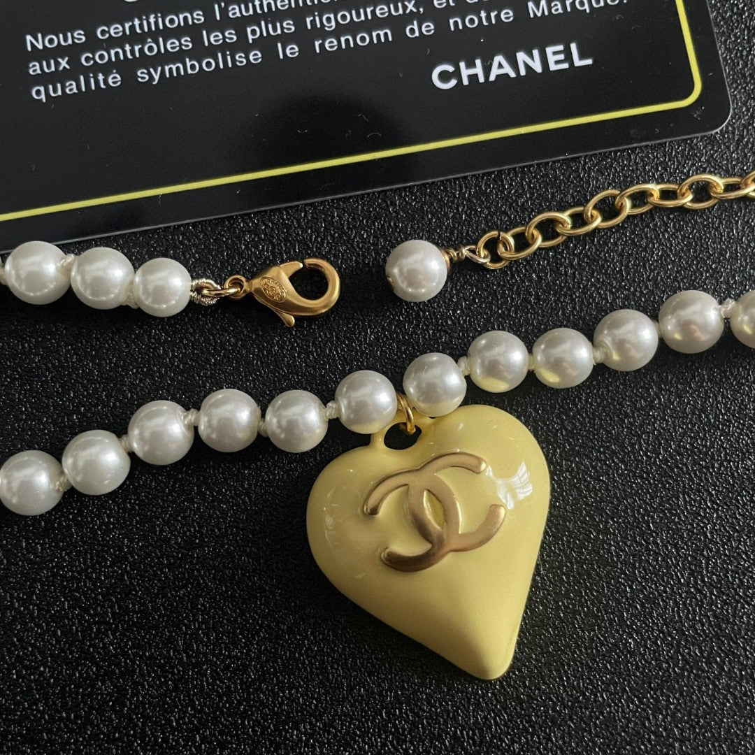 Double-C Emblem Pearl-Detail Pendant Necklace – Pearl Detail – Design 106 main product view