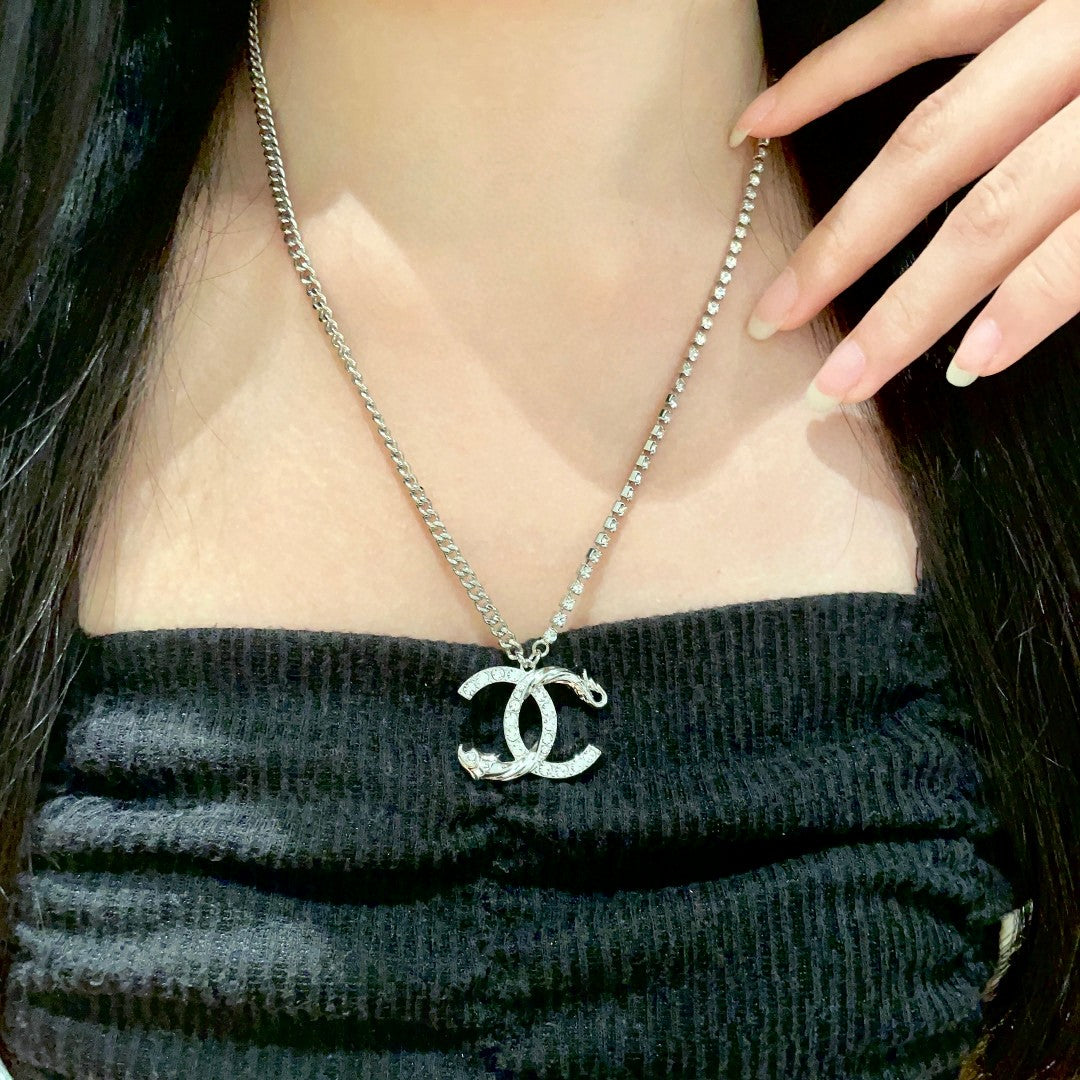 Double-C Emblem Crystal-Accent Pendant Necklace – Design 040 main product view