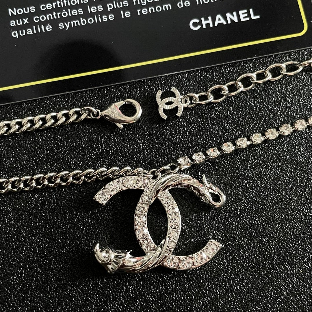 Double-C Emblem Crystal-Accent Pendant Necklace – Design 040 main product view