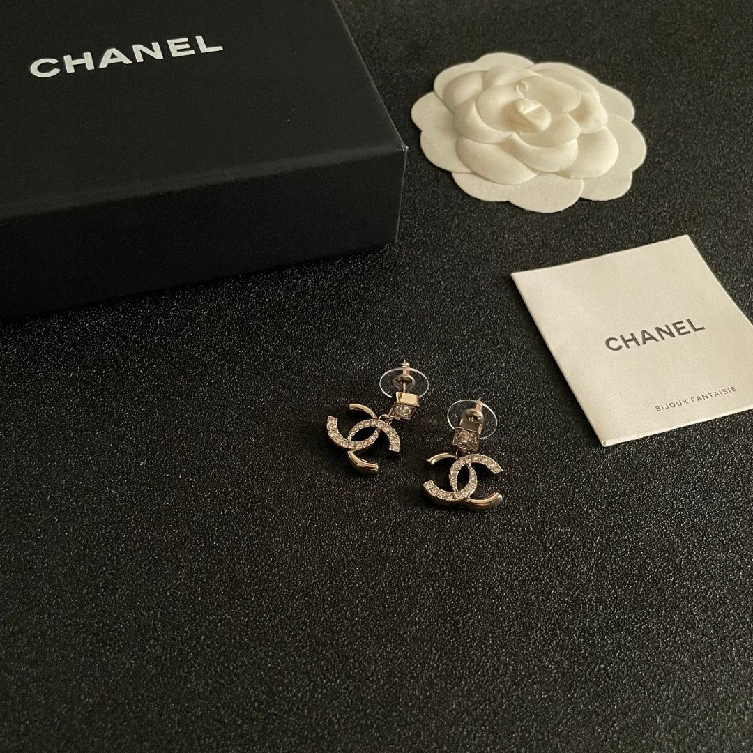 Double-C Emblem Crystal-Accent Statement Earrings – Design 023 styled product view