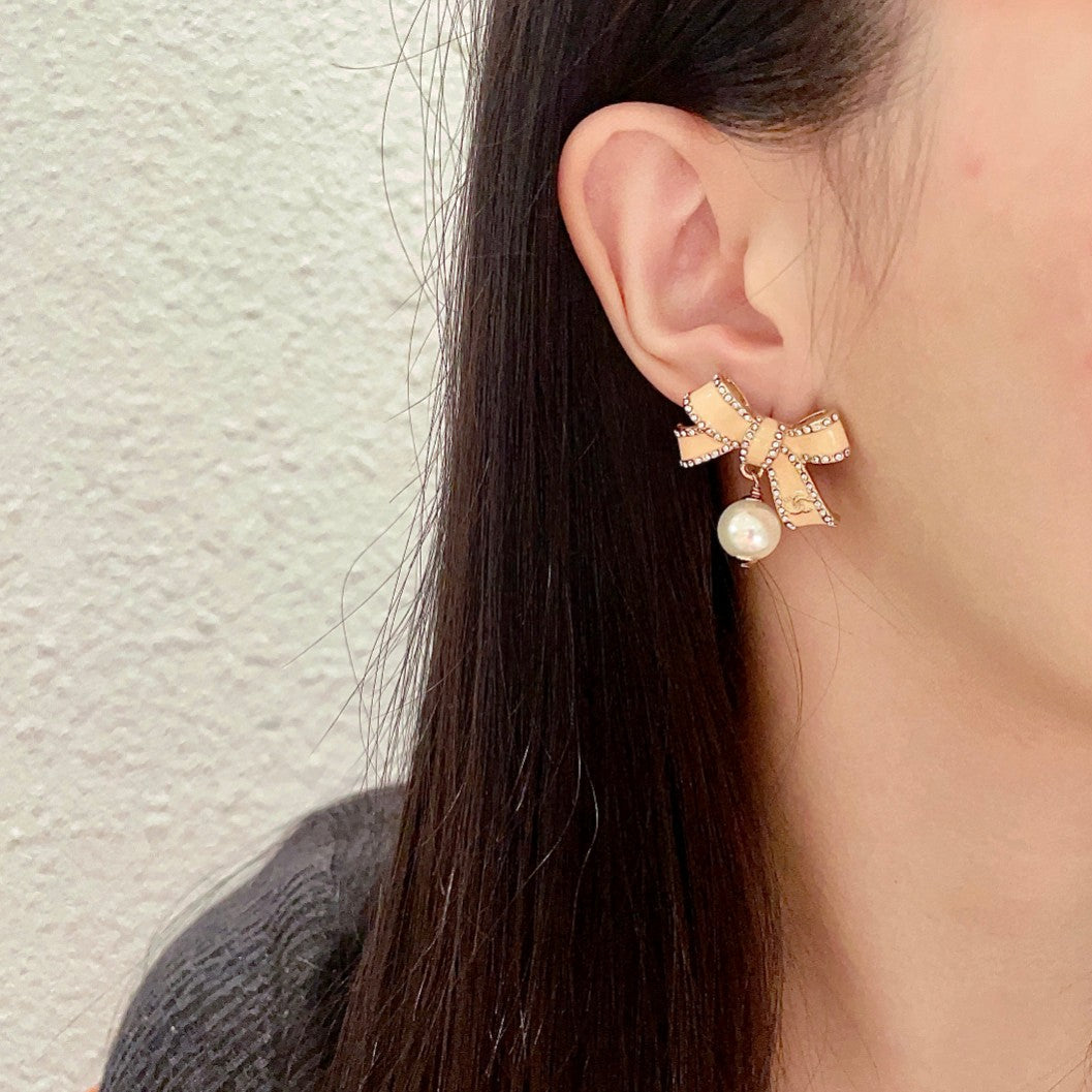 Double-C Emblem Statement Earrings in Polished Metal-Tone – Design 039 detail view
