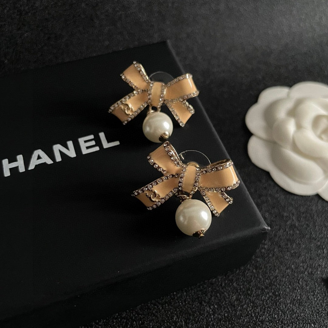 Double-C Emblem Statement Earrings in Polished Metal-Tone – Design 039 detail view