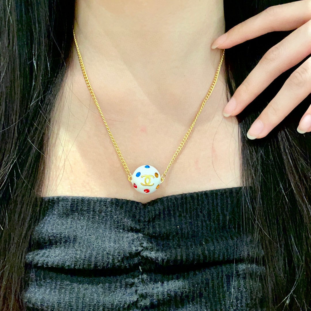 Double-C Emblem Crystal-Accent Pendant Necklace – Design 029 main product view
