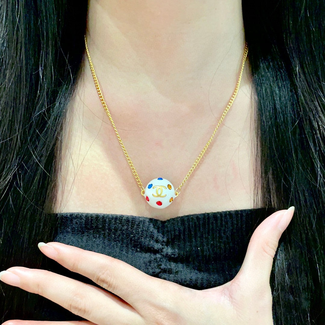 Double-C Emblem Crystal-Accent Pendant Necklace – Design 029 front product view