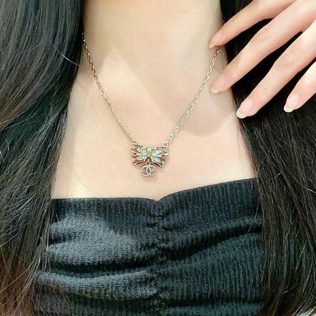 Double-C Emblem Crystal-Accent Pendant Necklace – Design 024 main product view