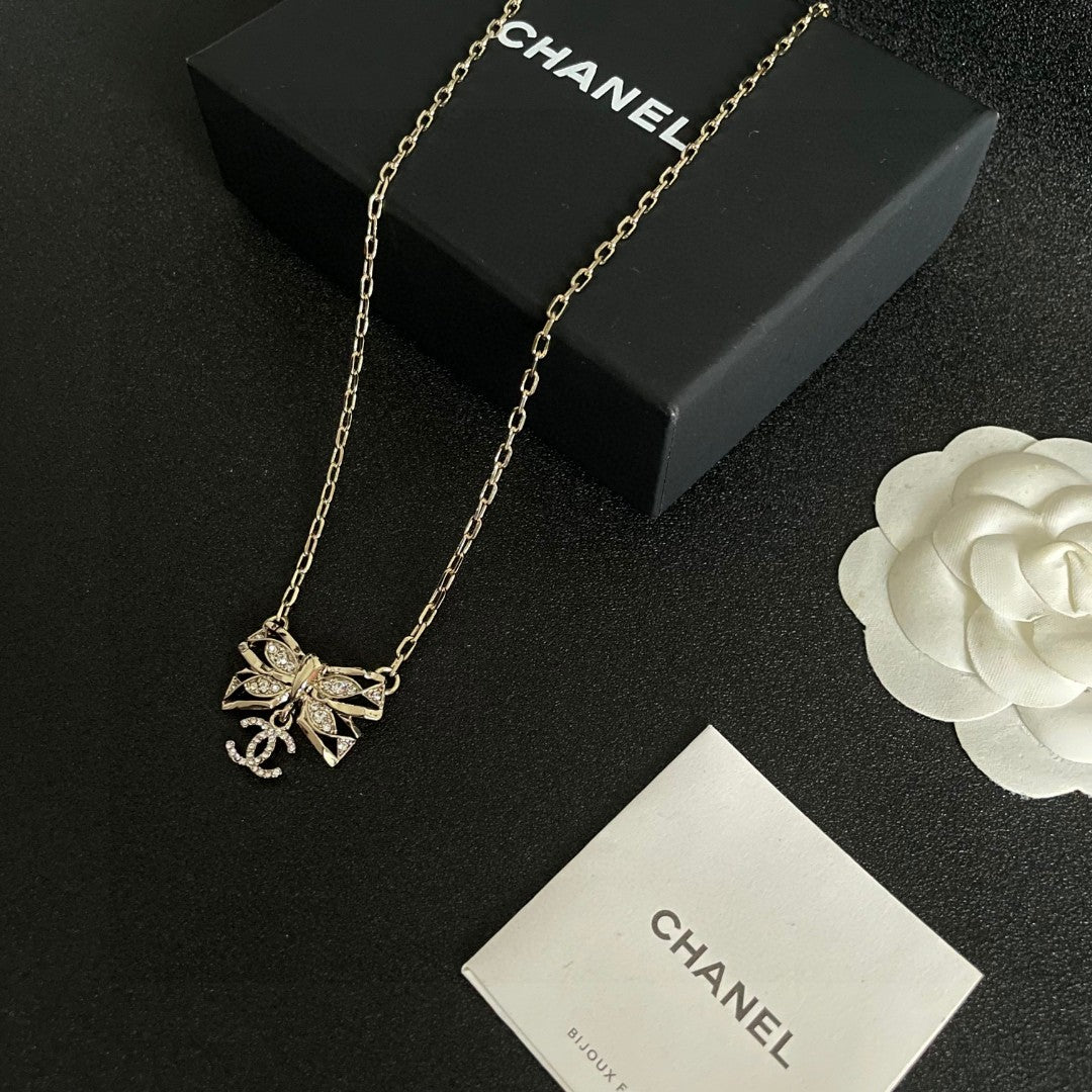 Double-C Emblem Crystal-Accent Pendant Necklace – Design 024 front product view