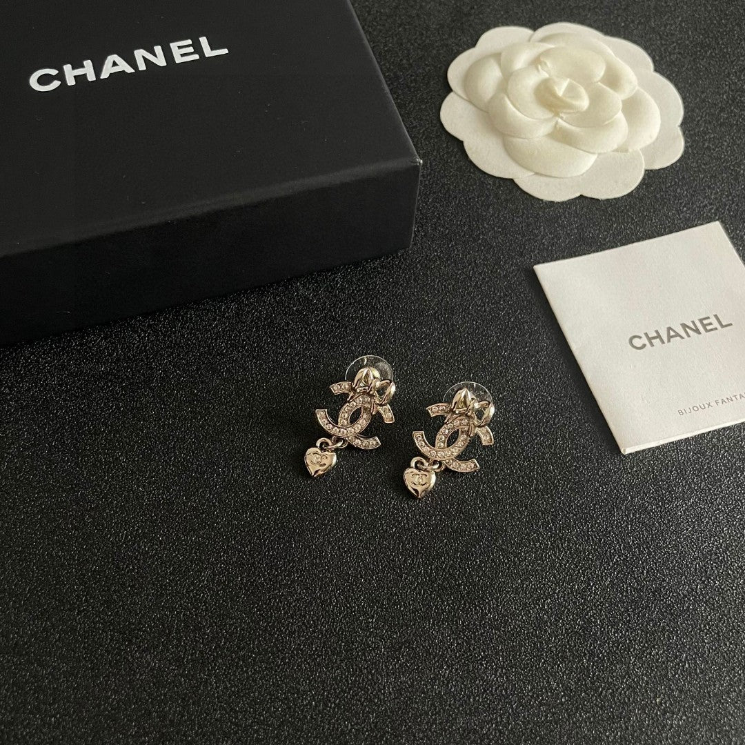 Double-C Emblem Crystal-Accent Statement Earrings – Design 019 styled product view