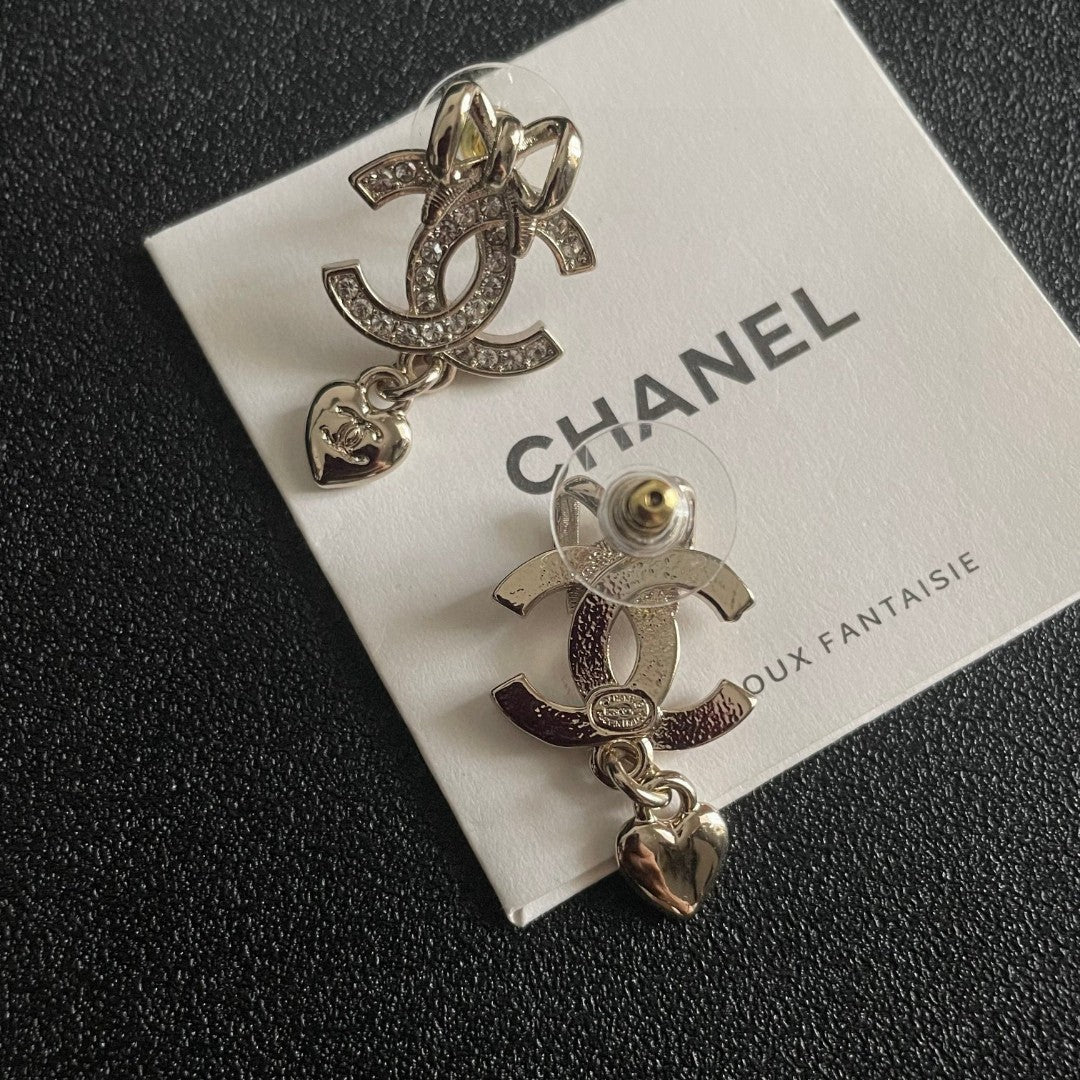 Double-C Emblem Crystal-Accent Statement Earrings – Design 019 main product view