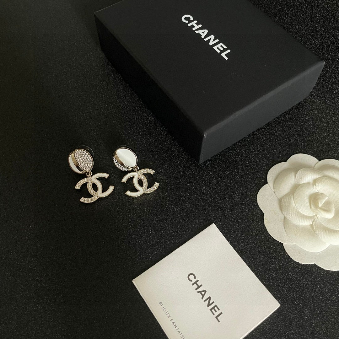 Double-C Emblem Crystal-Accent Statement Earrings – Design 018 styled product view