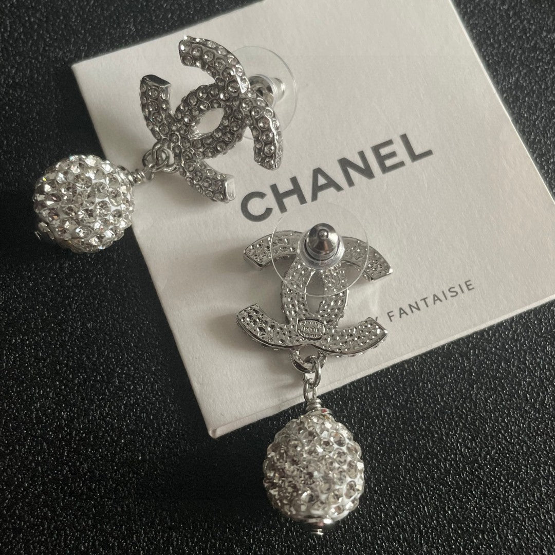 Double-C Emblem Crystal-Accent Statement Earrings – Design 016 main product view